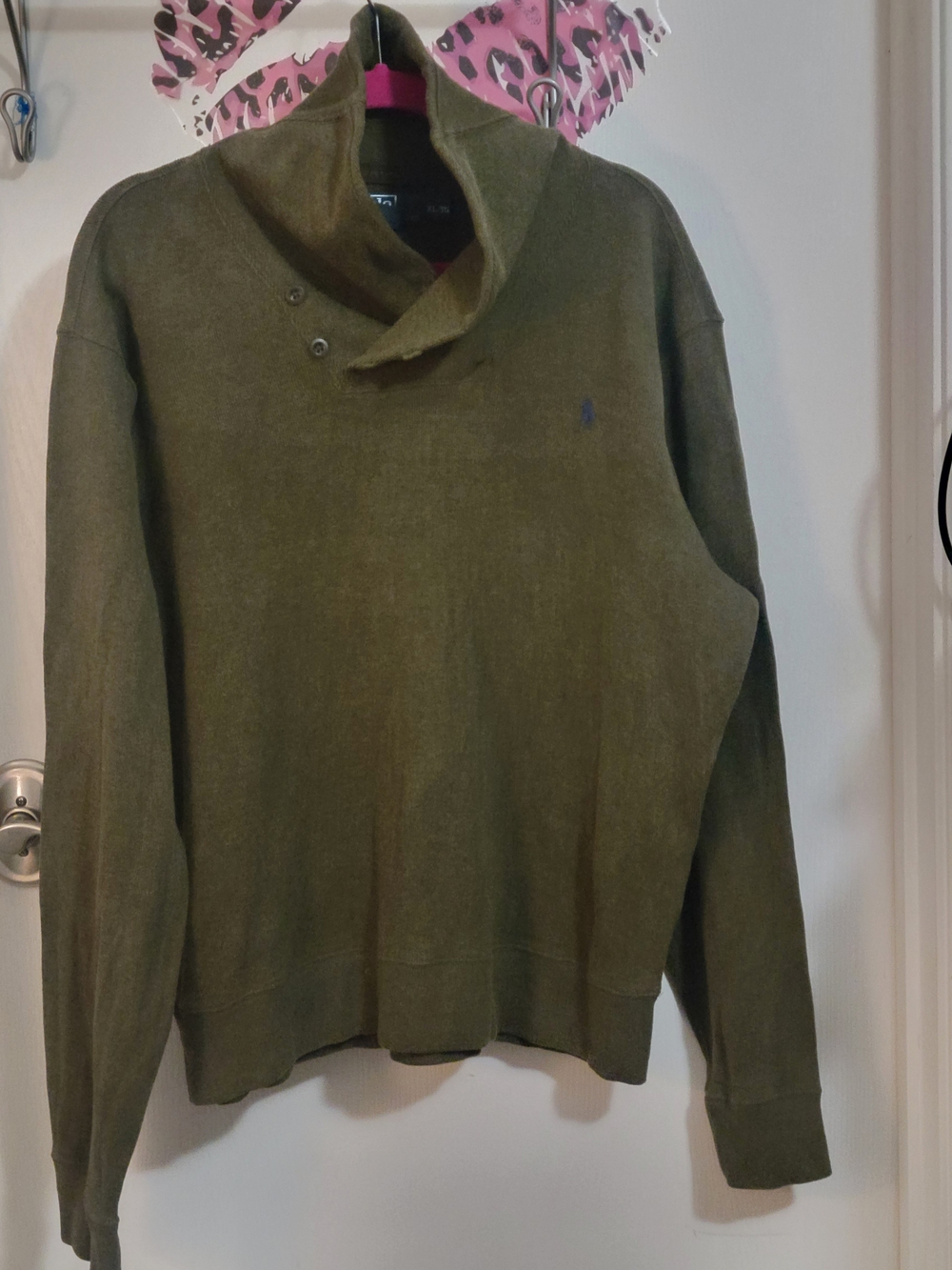 Polo by Ralph Lauren Olive Green Men's Button-Neck Sweater